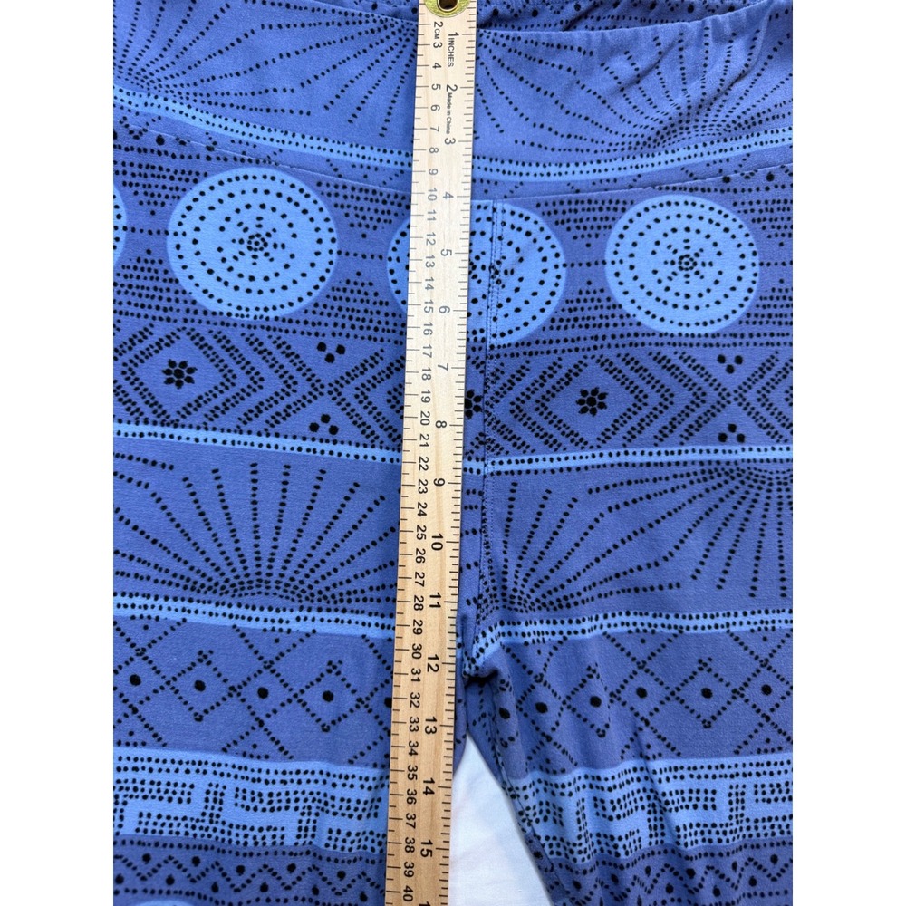 LuLaRoe Leggings Bundle Tall & Curvy TC Floral Geometric Blue Teal 2 Pack - Picture 4 of 14